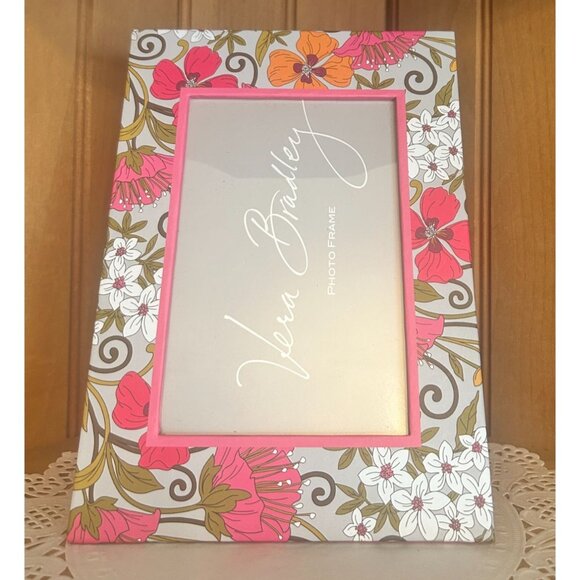 Vera Bradley Pink Floral Photo Tabletop Frame Tea Garden Retired Pattern - Picture 4 of 5
